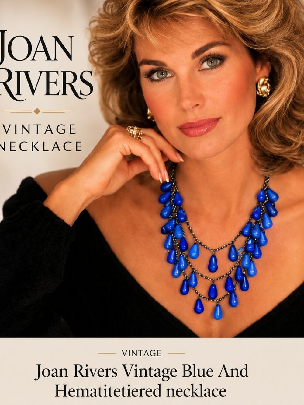 Joan Rivers‎ Vintage Blue And Hematitetiered necklace
